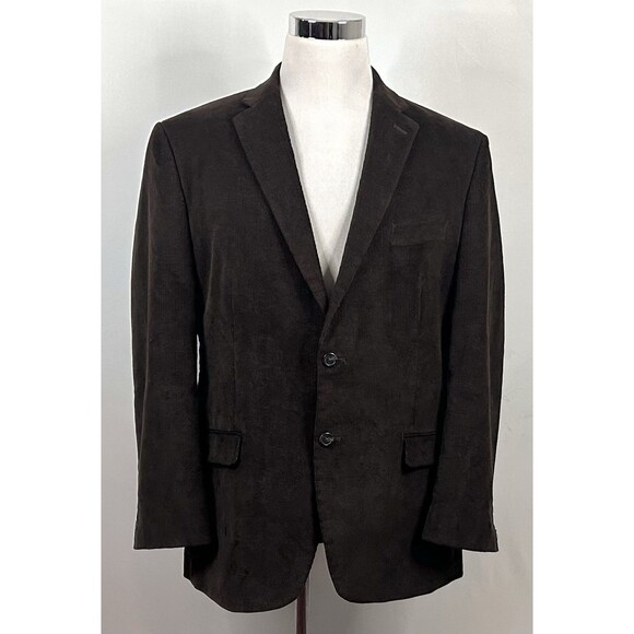 Chaps 44R Corduroy Sport Coat 100% Cotton Brown Two Button Paisley Lined Vented - Picture 2 of 8